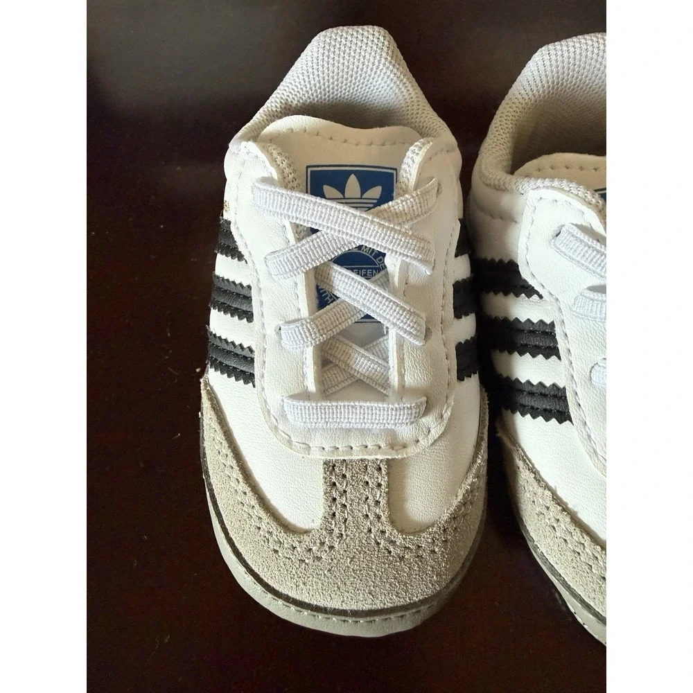 Adidas Originals Samba Crib Toddler Shoes US 2K White & Black - New